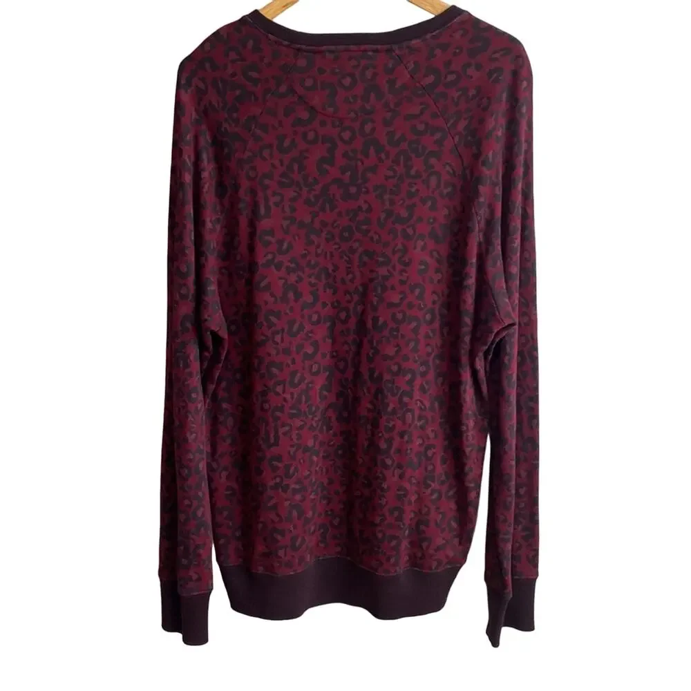 True Religion Raglan crew neck leopard sweatshirt sweater Red tawny M